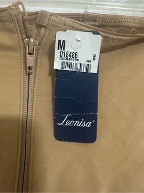 Leonisa Brown Women's Shapewear Zip-Front Bodysuit